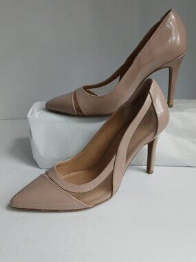 'Nadelyn' Nude Patent Mesh Pointed Toe Pumps - Created for Macy's As New Sz 7.5